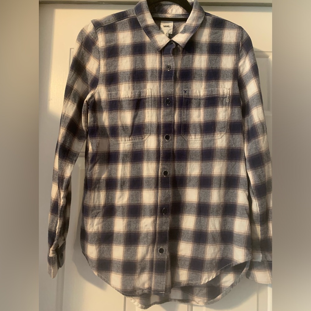 Vans plaid button down long sleeve shirt size S 100% cotton